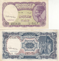 EGYPT 5 10 PT. PIASTRES 1952 P-174b 175b SIG/Kaissony Water Mrk Crown VF Series 12 - Aegypten