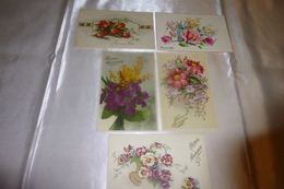 LOT DE 5 ILLUSTRATIONS ...CARTES FANTAISIE FLEURS...FETE..ANNIVERSAIRE - 5 - 99 Cartes