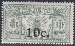 New Hebrides, Scott #40, Mint Hinged, Idols Surcharged, Issued 1924 - Neufs