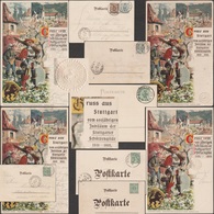 Württemberg 1901. 6 Cartes Entiers TSC. 400 Ans De La Guilde Des Archers De Stuttgart. Arbalétrier Armure Cible Jument - Tir à L'Arc