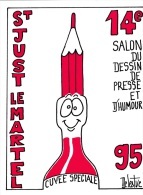 Etiquette Vin DELESTRE Salon Dessin D'humour Saint Just Le Martel 1995 - Art De La Table