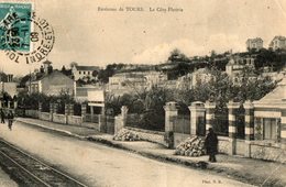 37. CPA. SAINT CYR SUR LOIRE.  Tours Nord, Rails Du Tramway, Tas De Pavés Pour La Chaussée. 1908. - Saint-Cyr-sur-Loire