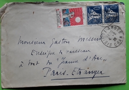 Lettre SIDI BEL ABES, Algérie ,paire Yv 47  >Enseigne Vaisseau Messud à Bord Du JEANNE D'ARC PARIS ETRANGER , 1928 - Covers & Documents