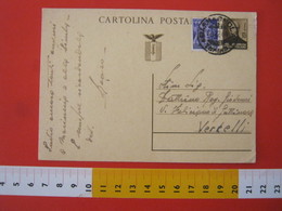 PC.3 ITALIA RSI CARTOLINA POSTALE - 1944 MAZZINI 30 CENT BRUNO FRANCOBOLLO AGGIUNTO DA CARMAGNOLA TORINO 16/12 1945 X VC - Interi Postali