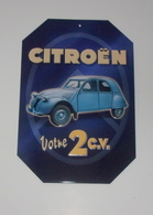 Plaque En Métal Citroen Votre 2 C.V. - Tin Signs (after1960)