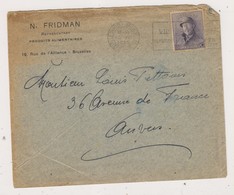 COB 169 Sur Lettre De N. Fridman Produits Alimentaires Flamme VII Olympiade Anvers - 1919-1920 Roi Casqué