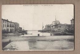 CPA 34 - MARSEILLAN - Vue Générale Du Port - TB PLAN Canal CENTRE VILLAGE + Habitations + Bâteau + Oblitération 1917 - Marseillan