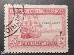 1929 Cabo Juby. Edifil 44 Exposición  Sevilla Y Barcelona. 25 Cts Rosa. Matasellos De Madrid. - Cabo Juby