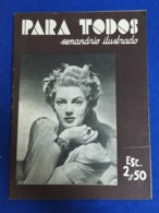 RARE PORTUGUESE MAGAZINE " PARA TODOS " W/ LARA TURNER ON COVER 1943 - Zeitungen & Zeitschriften