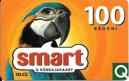 CARTE-PREPAYEE-ESTONIE-100 Krooni-TELE2-PERROQUET-Plastic Epais-TBE - Parrots