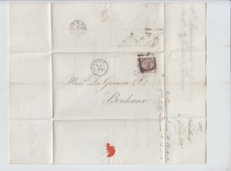 LETTER FROM LONDON TO BORDEAUX - 1885 - AMBLT CALAIS/PARIS - Covers & Documents