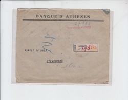 RECOMMANDÉ D 'ATHÈNES VERS STRASBOURG 1923 - Brieven En Documenten