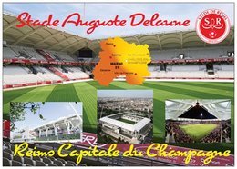Stade De Football - Stade Auguste Delaune - REIMS - Capitale Du Champagne - 4 Vues + Carte Géo - Cpm - Vierge - - Calcio