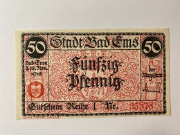 Allemagne Notgeld Ems 50 Pfennig - Collections