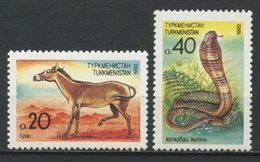 TURKMENISTAN 1992 N° 10/11 ** Neufs  MNH Superbes Faune Chevaux Onagre Reptiles Cobra Animaux Sauvages - Turkmenistán