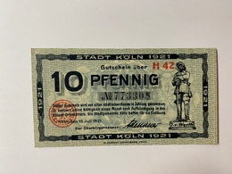 Allemagne Notgeld Koln 10 Pfennig - Collections