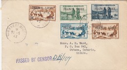 LETTRE ST PIERRE ET MIQUELON. 22 5 1942. FRANCE LIBRE. POUR LE CANADA. PASSED BY CENSOR DB/107 - Cartas & Documentos