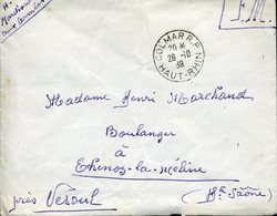 Lettre En Franchise Militaire COLMAR RP 26 10 1939 Pour ECHENOZ LA MELINE (Vesoul) DROLE DE GUERRE - War Stamps