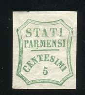 ANTICHI STATI PARMA 1859 CENT 5 Verde Azzurro NUOVO Cert. CV € 7.000 - Parme