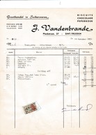 SINT-TRUIDEN-FACTUUR-1952-AJ.VANDENBRANDE-PLANKSTRAAT-GROOTHANDEL IN SUIKERWAREN-CHOCOLADE-TAKSZEGELS-MOOI ! ! ! - 1950 - ...