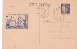 Enveloppe Paix 55 C Violet C2a Oblitérée Expo Repîquage Expo De Metz - Overprinted Covers (before 1995)