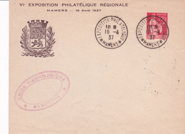 Enveloppe Paix 50 Rouge B4c Oblitérée Expo Repiquage Expo Mamers - Sobres Transplantados (antes 1995)