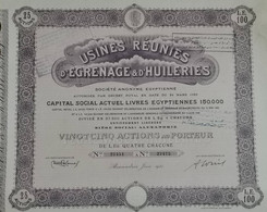 EGYPT - Usines Reunies D`Egrenage &D`Huileries 1923 - 25 Actions - Textile