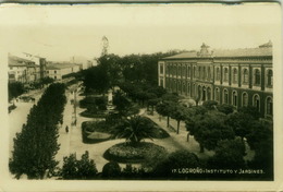 SPAIN - LOGRONO - INSITUTO Y JARDINES - CENSURA MILITAR LOGRONO - RPPC POSTCARD MAILED TO ITALY - 1930s ( 7120) - La Rioja (Logrono)