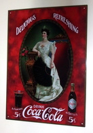 Plaque En Métal Coca Cola - Delicious Refreshing - Plaques En Tôle (après 1960)