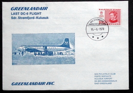 Greenland Greenlandair Last DC-6 Flight Sdr. Strömfjord - Kulusuk 15-6-1978 ( Lot 197 ) - Covers & Documents
