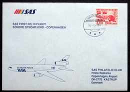 SAS First DC-10 Flight Søndre Strømfjord - Copenhagen 1987 ( Lot 197 ) - Covers & Documents