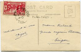 INDOCHINE CARTE POSTALE DEPART PHAN THIET 12-8-37 ANNAM POUR L'INDOCHINE - Covers & Documents