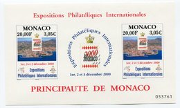 RC 15254 MONACO BLOC EXPOSITIONS PHILATELIQUES 2000 FACIALE = 6,10€ NEUF ** MNH TB - Unused Stamps