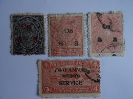 INDE- ETATS PRINCIERS - TRAVANCORE - 4 SERVICE STAMPS 1888 (2) - 1911 (1) 1939 (1) - USED - Travancore