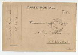 Marcophilie Carte Franchise Militaire 1944 Fm Télégraphiste Sp 74716 Pour Grenoble - Military Service Stampless