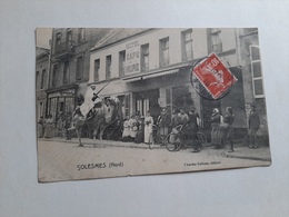 59 Solesmes Hotel Café De La Hure Chameau Cyclistes 1910 - Solesmes