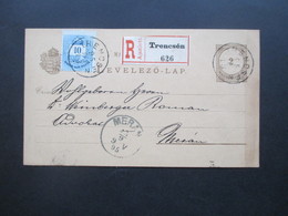 Ungarn 1895 GA Mit Zusatzfrankatur Als Einschreiben / Reko R Ajanlotte Trencsen Nach Meran Mit Ak Stempel! - Storia Postale