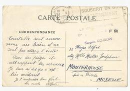 Marcophilie Carte En Franchise Fm Lille 59 Pour Mouterhouse Près Bitche 57 Moselle - 1940 - Briefe U. Dokumente