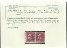 OCCUPAZIONE ITALIANA CEFALONIA E ITACA KEFALONIA ITHACA 1941 KING GEORGE II RE GIORGIO ARGOSTOLI 3 + 3 D MNH CERTIFICATO - Cefalonia & Itaca
