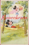 1955 Mickey Mouse In Love Disney Walt Old Original Postcard Mini Mouse Amour Romance Ange Angel Engel CPA Hammock - Sonstige & Ohne Zuordnung