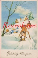 Old Original Postcard 1955 Donald Duck Winter Walt Disney Bambi Thumper Panpan Kaninchen Klopfer - Sonstige & Ohne Zuordnung