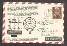 Aérophilatélie - Carte 1957 - Rumelange - Ballonpost Villach-Paternion Autriche/Austria/Oestereich - Kinderdorf - Briefe U. Dokumente