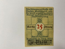 Allemagne Notgeld Detmold 25 Pfennig - Collections