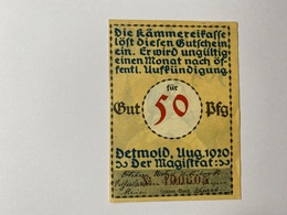 Allemagne Notgeld Detmold 50 Pfennig - Collections