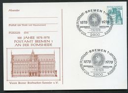 Bund PP100 C2/001 BREMEN 100 J. POSTAMT DOMSHEIDE Sost. 1978 - Cartoline Private - Nuovi