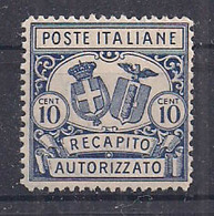 REGNO D'ITALIA  1928 RECAPITO AUTORIZZATO RE VITTORIO EMANUELE III SASS. 2 MNH XF(DENTELLATO 14) - Other & Unclassified