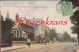 Free Library & Polytechnic South Norwood London Londres 1912 RARE Old Postcard United Kingdom UK - London Suburbs