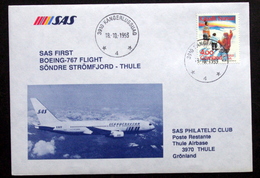 Greenland SAS First Boeing-767  Flight . Stromfjord / Thule  18-10-1993  ( Lot 223 ) - Lettres & Documents