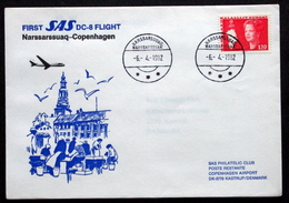 First SAS DC-8  Flight  Narssarssuaq-Copenhagen 6-4-1982 ( Lot 225 ) - Covers & Documents