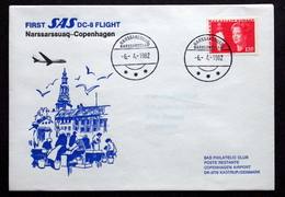 First SAS DC-8  Flight  Narssarssuaq-Copenhagen 6-4-1982 ( Lot 225 ) - Lettres & Documents